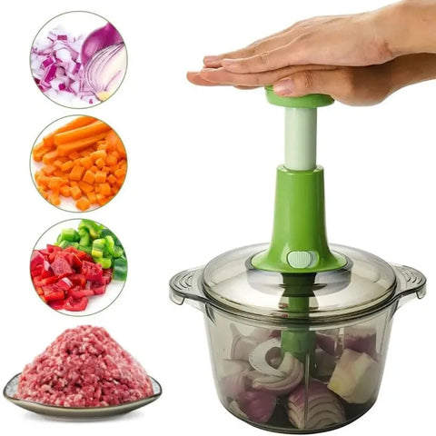 Manual Hand Push Chopper | Multi-functional Vegetable Meat Grinder, Grater, Chopper – 1.5 Liter (random Color)